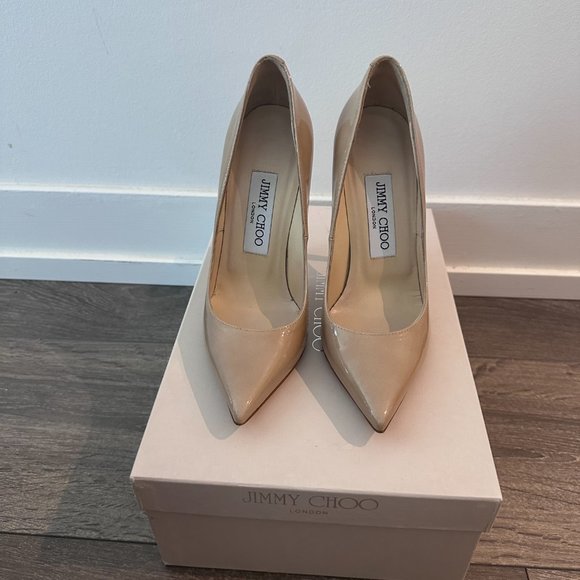 Jimmy Choo Nude Anouk Patent Leather Pump - Picture 1 of 7